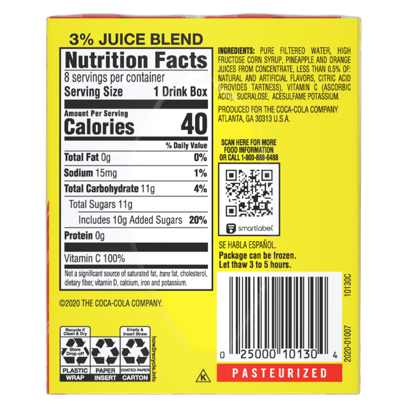 Hi-C Flashin' Fruit Punch Juice Boxes Made with Real Fruit Juice, 8-pack, 6 oz. each