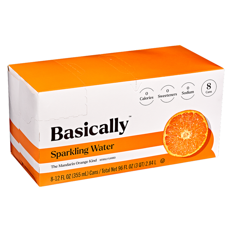 Basically Mandarin Orange Sparkling Water 8pk 12oz Cans