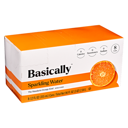 Basically Mandarin Orange Sparkling Water 8pk 12oz Cans