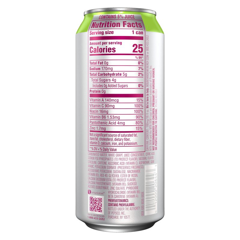Mountain Dew Energy Strawberry Melon Spark 16oz Can