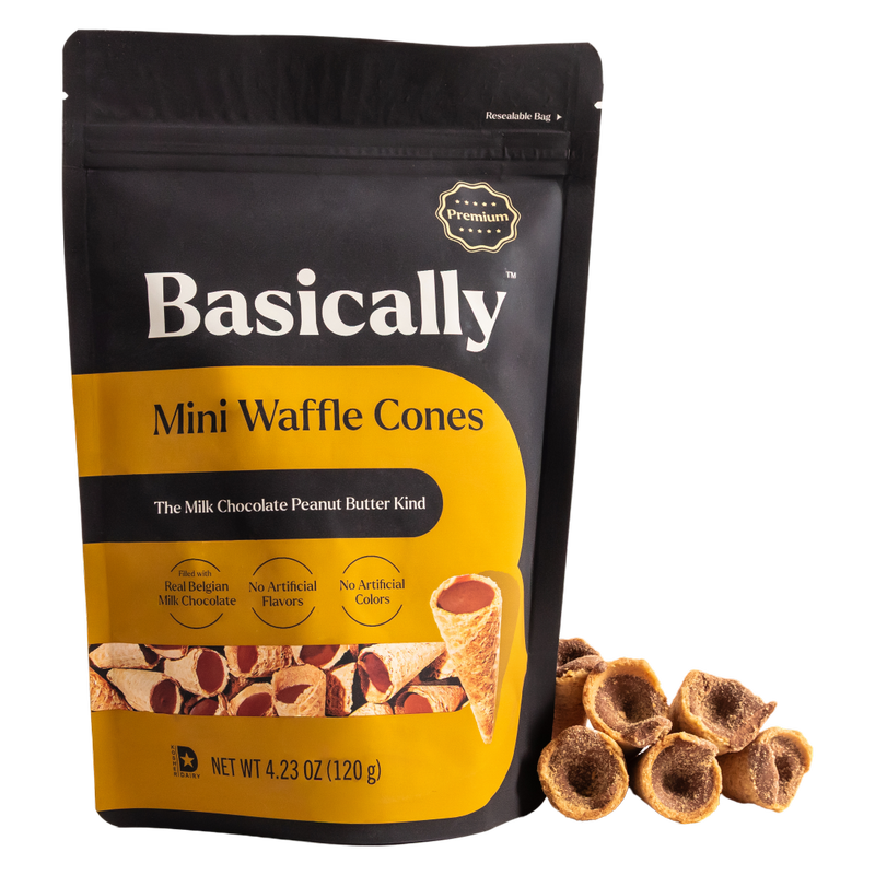 Basically Peanut Butter & Milk Chocolate Mini Waffle Cones