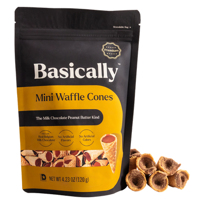 Basically Peanut Butter & Milk Chocolate Mini Waffle Cones