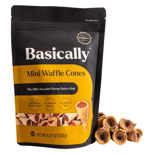 Basically Peanut Butter & Milk Chocolate Mini Waffle Cones