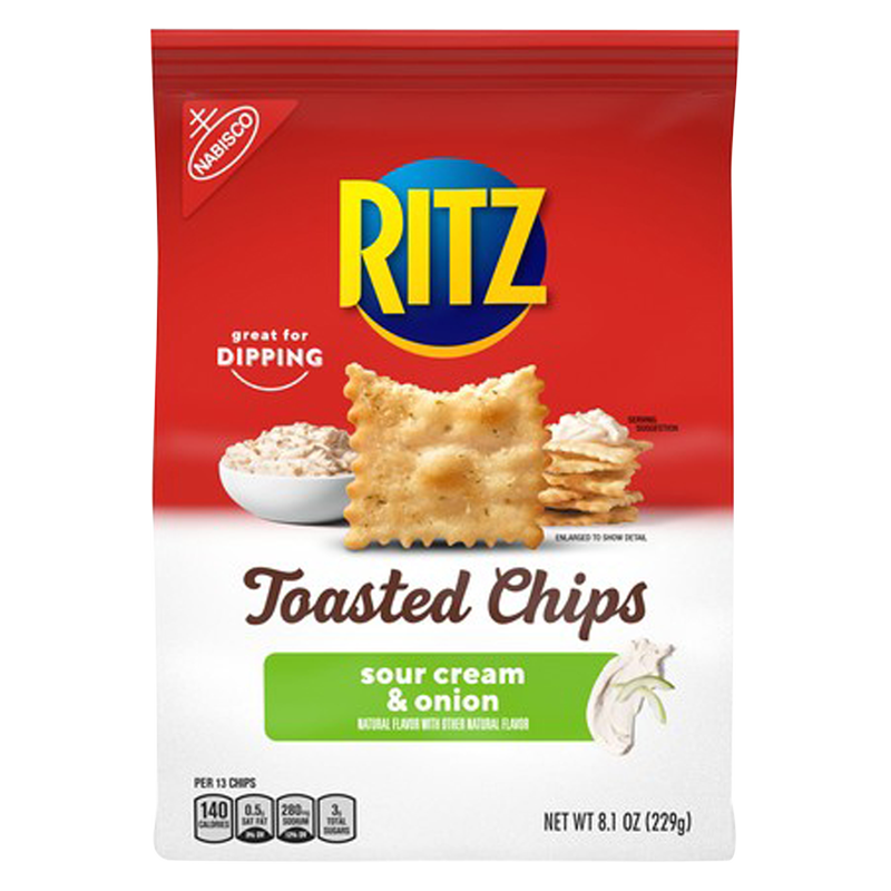 RITZ Toasted Chips Sour Cream and Onion Crackers, 8.1 oz