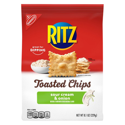 RITZ Toasted Chips Sour Cream and Onion Crackers, 8.1 oz