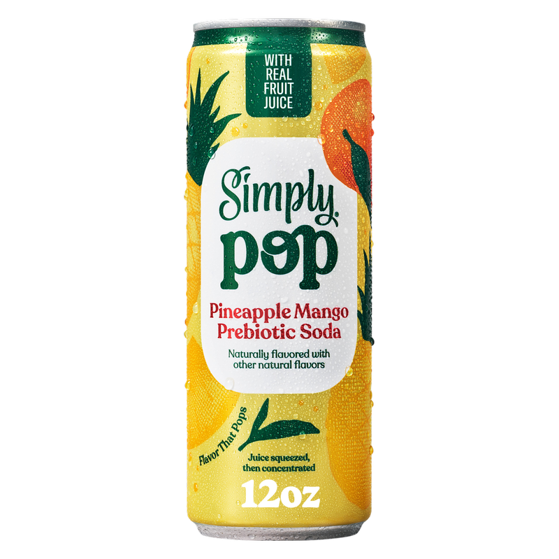 Simply Pop Pineapple Mango Prebiotic Soda 12oz Can