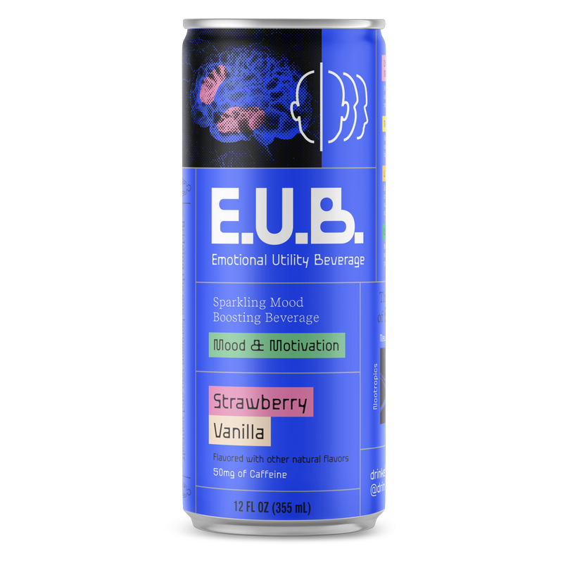 Emotional Utility Strawberry Vanilla Mood & Motivation Sparkling Beverage 12oz Can