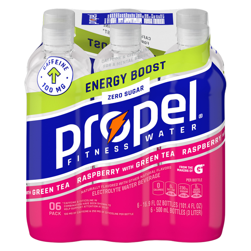 Propel Zero Sugar Energy Boost Raspberry Green Tea 6pk 16.9oz Btl