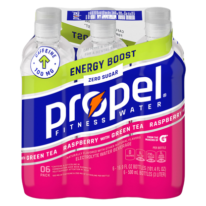 Propel Zero Sugar Energy Boost Raspberry Green Tea 6pk 16.9oz Btl