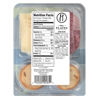 Hillshire Snacking Protein Small Plates Genoa Salami & White Cheddar Cheese - 2.76oz
