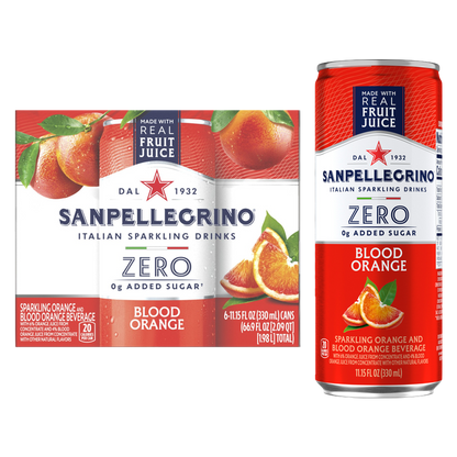 San Pellegrino Zero Sugar Blood Orange Italian Sparkling Drink 6pk 11.15oz Btl