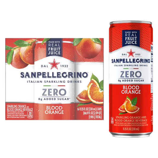 San Pellegrino Zero Sugar Blood Orange Italian Sparkling Drink 6pk 11.15oz Btl