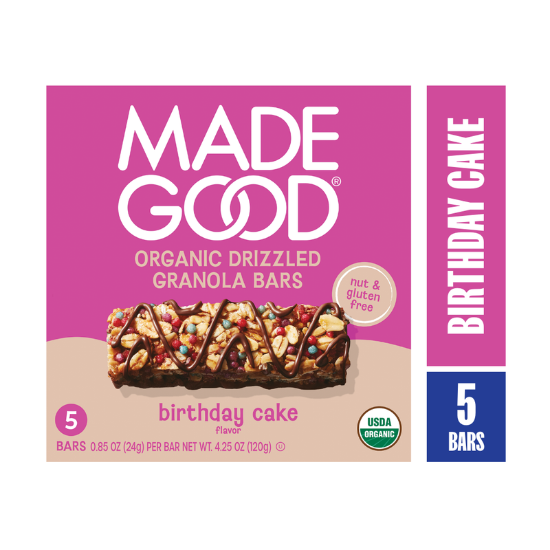 MadeGood Birthday Cake Chocolate Drizzled Granola Bars 5pk