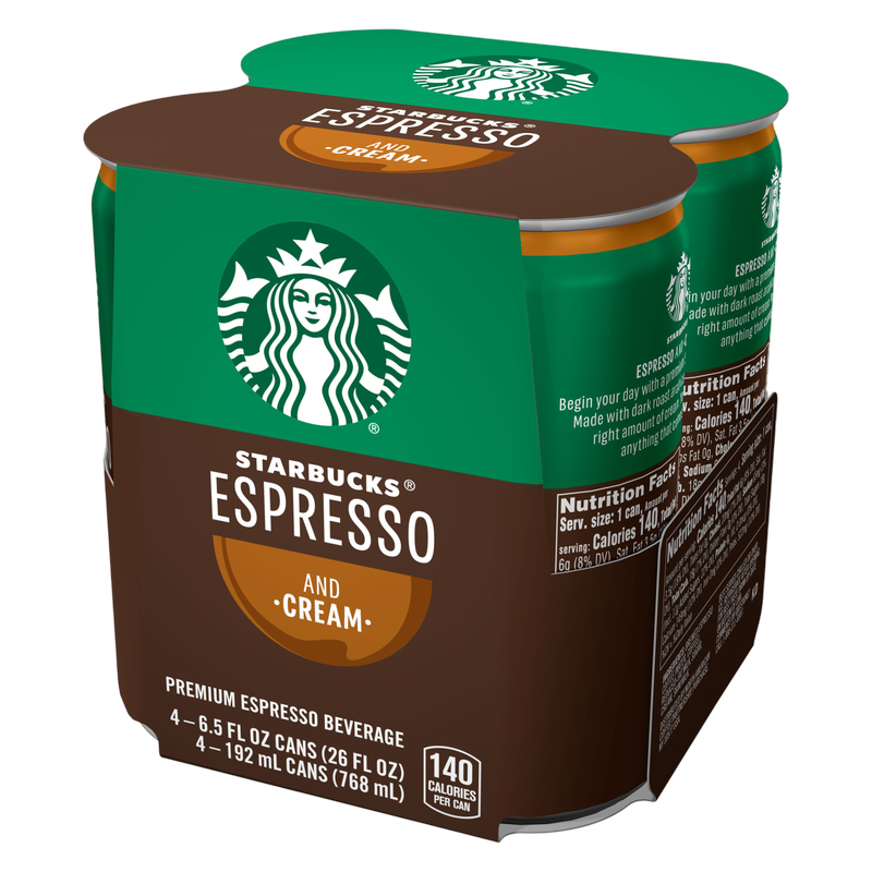 Starbucks Espresso & Cream Premium Espresso Beverage 6.5oz 4pk