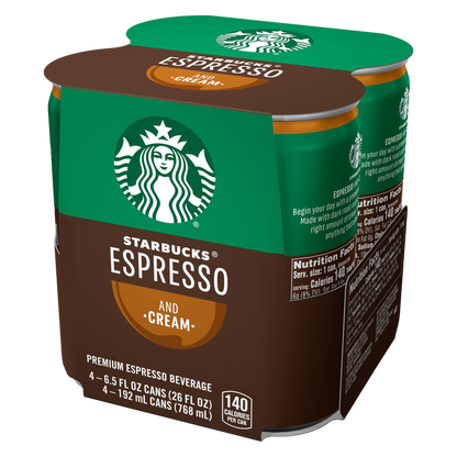 Starbucks Espresso & Cream Premium Espresso Beverage 6.5oz 4pk