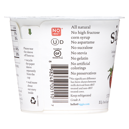 Siggi's Strawberry Non-Fat Yogurt 5.3oz