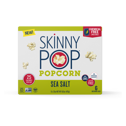 SkinnyPop Sea Salt Flavor Microwave Popcorn 6-Pack Box, 16.8oz., 6ct.