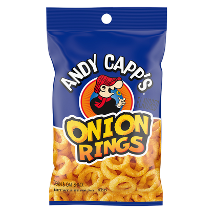 Andy Capp's Beer Battered Onion Rings Baked Oat and Corn Snacks, 2 oz