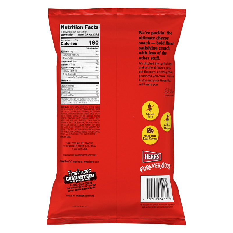 Herr's Cheddaboom Crunchy Cheese CHOMZ, 8 oz