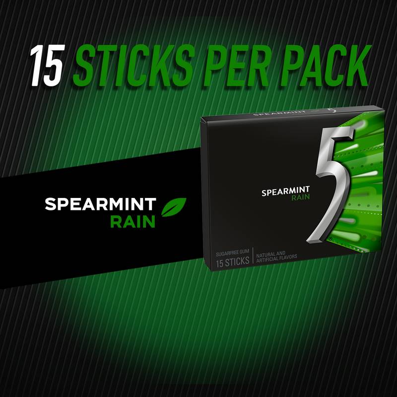 5 GUM Spearmint Rain Sugar Free Chewing Gum