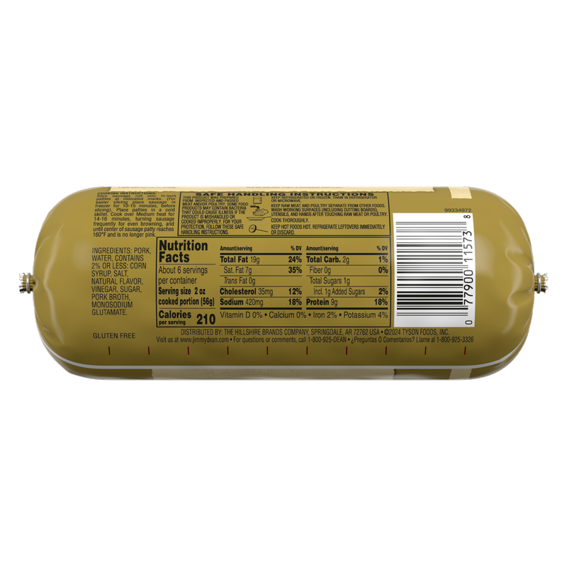 Jimmy Dean Pork Regular Breakfast Sausage Roll (Frozen) - 16oz
