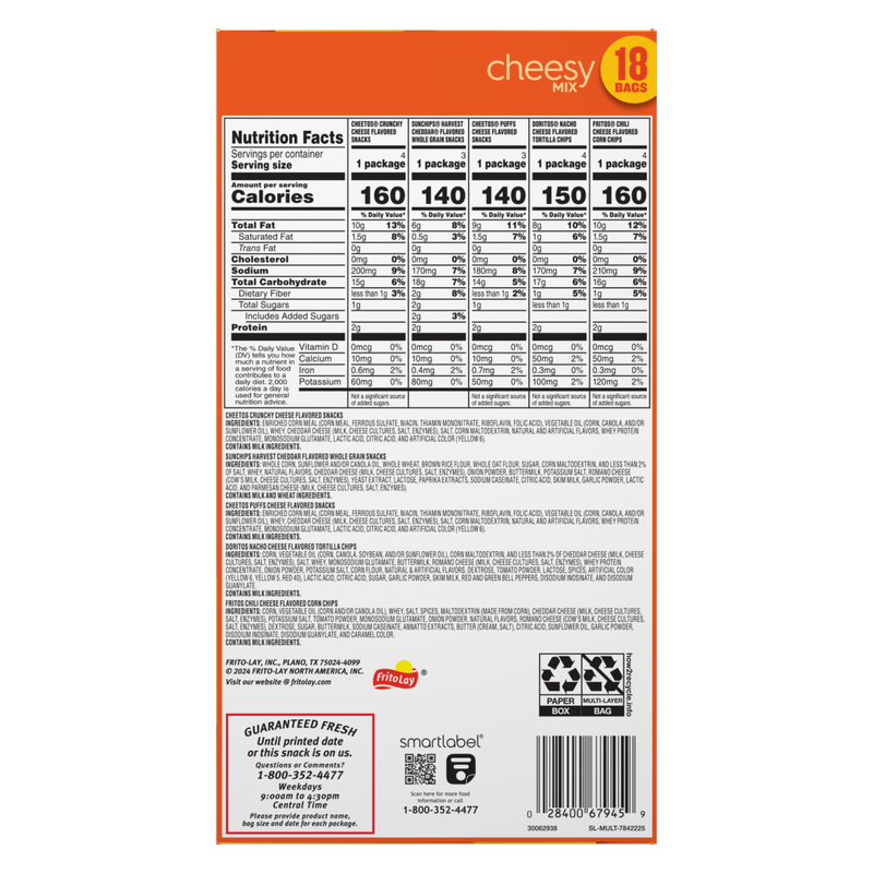 Frito Lay Snacks Cheesy Mix Variety 17.625 18ct