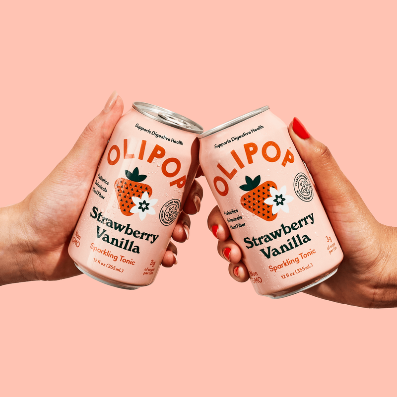 Olipop Strawberry Vanilla 4pk 12oz Can- XL