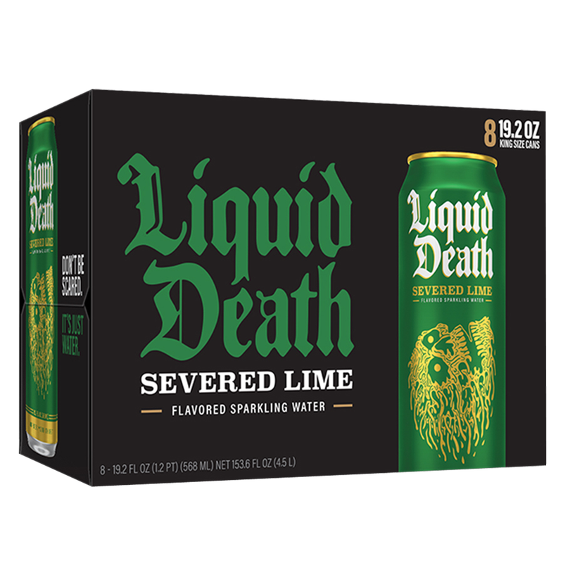 Liquid Death Sparkling Water Severed Lime 8pk 19.2 oz King Size Can