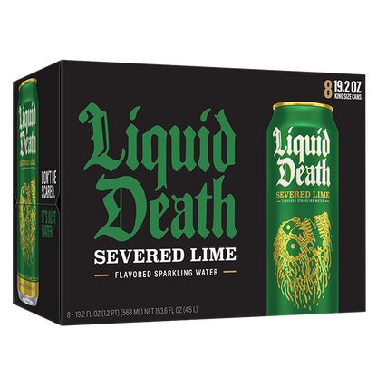 Liquid Death Sparkling Water Severed Lime 8pk 19.2 oz King Size Can
