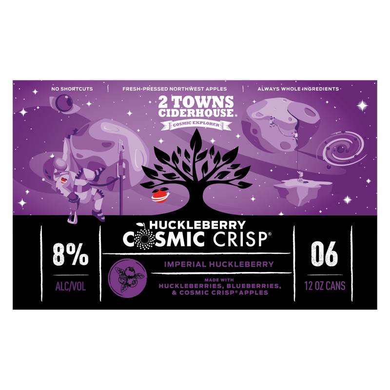2 Towns Ciderhouse Huckleberry Cosmic Crisp 6pk 12oz Can 8.0% ABV