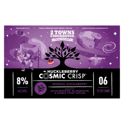 2 Towns Ciderhouse Huckleberry Cosmic Crisp 6pk 12oz Can 8.0% ABV