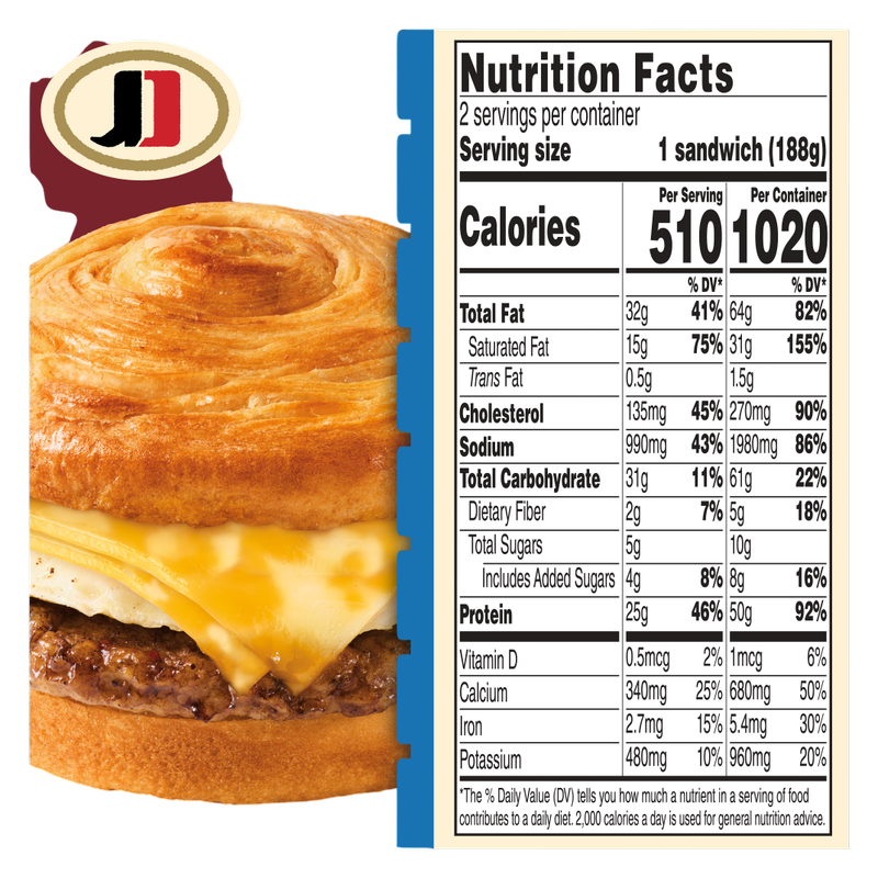 Jimmy Dean Protein Sausage Egg & Cheese Croissant Sandwiches 2ct