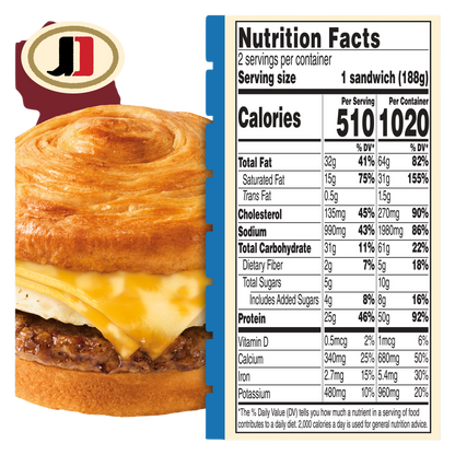 Jimmy Dean Protein Sausage Egg & Cheese Croissant Sandwiches 2ct