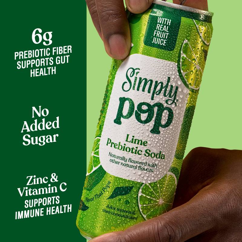 Simply Pop Lime Prebiotic Soda 12oz Can