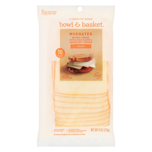 Bowl & Basket Sliced Muenster Natural Cheese - 8oz / 10ct