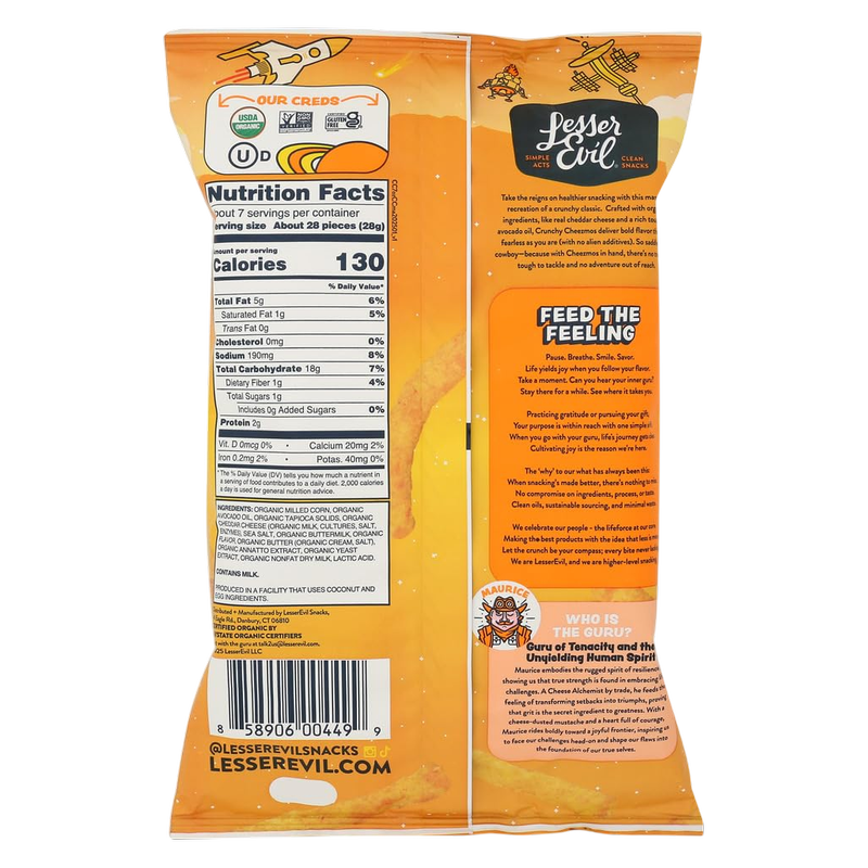 LesserEvil Crunch Cheezmos Cowboy Cheddar, 7oz
