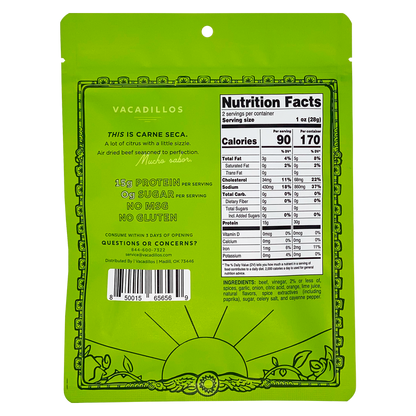 Vacadillos Chile Lime Carne Seca Air Dried Beef 2oz