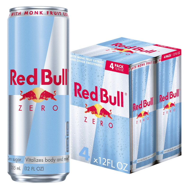 Red Bull Zero Energy Drink 4pk 12oz Can- XL