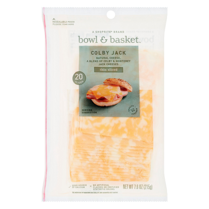 Bowl & Basket Thin Sliced Colby Jack Cheese - 7.6 oz / 20ct