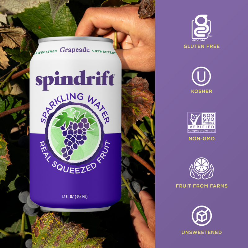 Spindrift Grapeade Sparkling Water 8pk 12oz Can