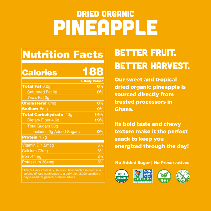 Mavuno Harvest Organic Unsweetened Dried Pineapple, 2oz