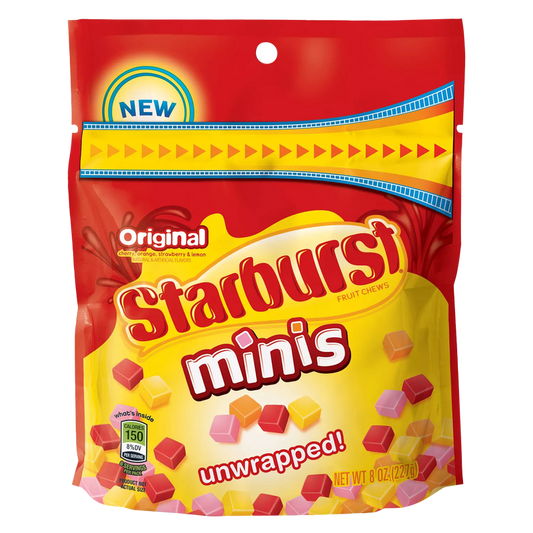 STARBURST Minis Original Fruit Chews Chewy Candy, Grab N Go, 8 oz Resealable Bags