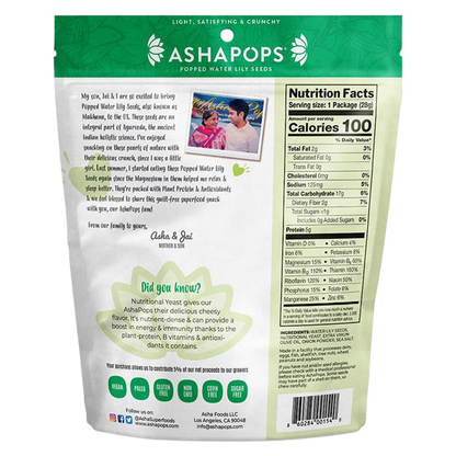 AshaPops Popped Water Lily Seeds Vegan Cheese 1oz