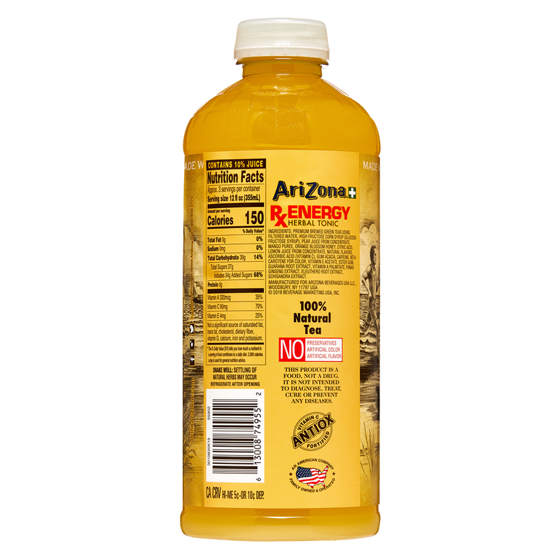 AriZona Rx Energy Tea 34oz Btl