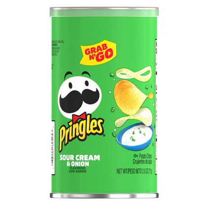 Pringles Potato Crisps Chips Sour Cream and Onion 2.5oz Grab N' Go