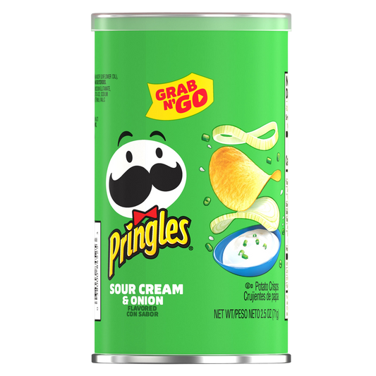Pringles Potato Crisps Chips Sour Cream and Onion 2.5oz Grab N' Go