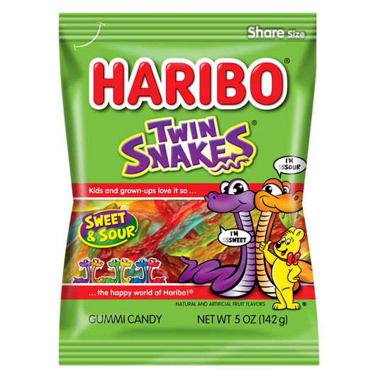 Haribo Sweet & Sour Twin Snakes Gummi Candy 5oz