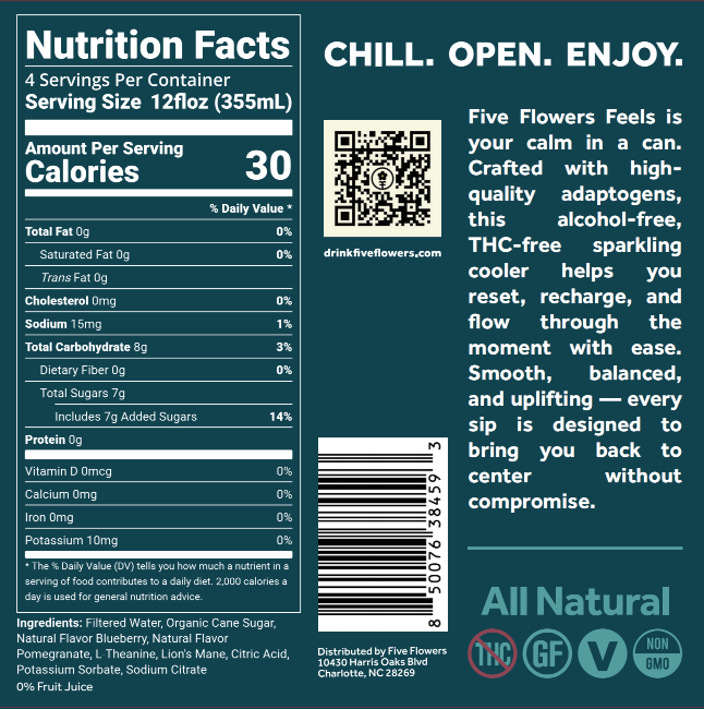 Five Flowers Feels Blueberry-Pomegranate 4pk 12oz Can