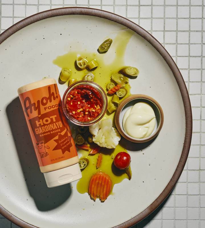 Ayoh! Hot Giardinayo Mayo Sando Sauce, 12oz. By Molly Baz