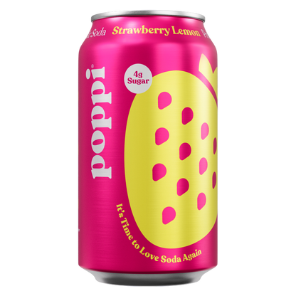 Poppi Prebiotic Soda Strawberry Lemon 4pk 12oz Can- XL